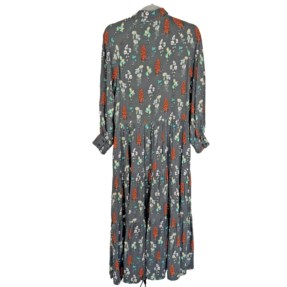 Natural Life Tiered Maxi Dress Size Small Gray Floral Prairie Boho Cottagecore - Picture 3 of 13